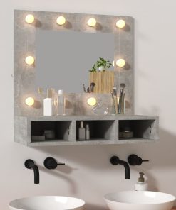 Kupaonski ormarić s ogledalom LED boja betona 60 x 31