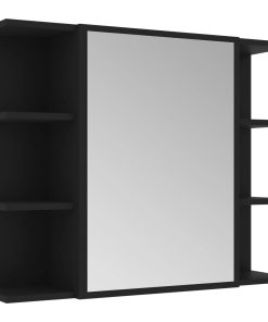 Kupaonski ormarić s ogledalom crni 80 x 20
