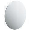 Kupaonski ormarić s okruglim ogledalom LED bijeli 47x47x17