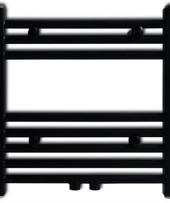 Kupaonski radijator za ručnike s prečkama ravni crni 480 x 480 mm