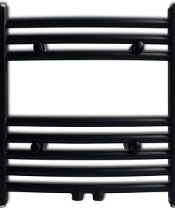 Kupaonski radijator za ručnike s prečkama zaobljeni crni 480 x 480 mm