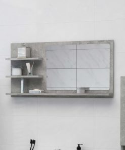 Kupaonsko ogledalo siva boja betona 90 x 10