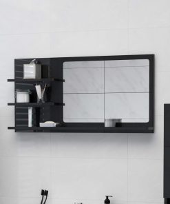 Kupaonsko ogledalo visoki sjaj crno 90x10