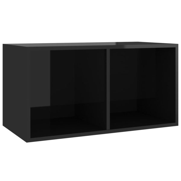 Kutija za pohranu vinilnih ploča sjajna crna 71x34x36 cm drvena