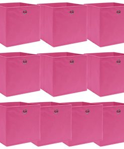 Kutije za pohranu 10 kom ružičaste 32 x 32 x 32 cm od tkanine