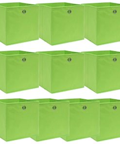 Kutije za pohranu 10 kom zelene 32 x 32 x 32 cm od tkanine