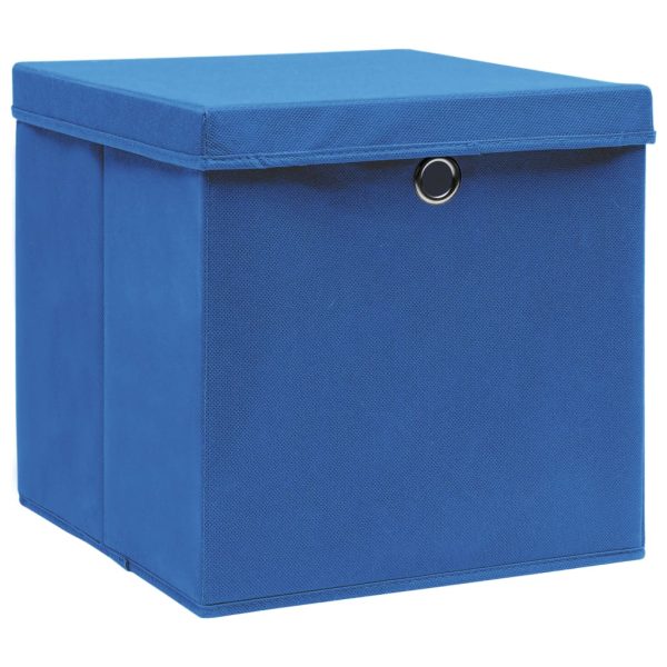 Kutije za pohranu s poklopcima 10 kom plave 32x32x32 cm tkanina