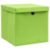 Kutije za pohranu s poklopcima 10 kom zelene 32x32x32 cm tkanina