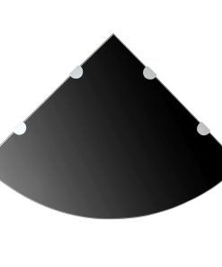 Kutna polica s kromiranim nosačima staklena crna 45 x 45 cm