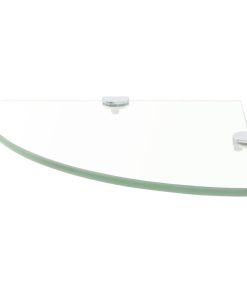 Kutna polica s kromiranim nosačima staklena prozirna 35 x 35 cm