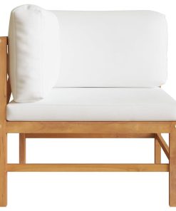 Kutna sofa s krem jastucima od masivne tikovine