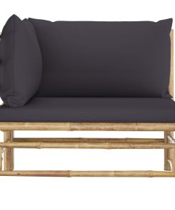 Kutna vrtna sofa od bambusa s tamnosivim jastucima