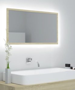 LED kupaonsko ogledalo boja hrasta sonome 80x8