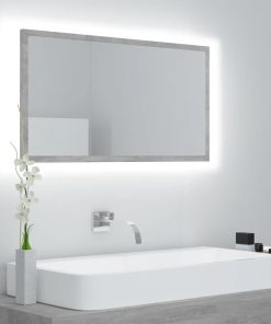 LED kupaonsko ogledalo siva boja betona 80x8