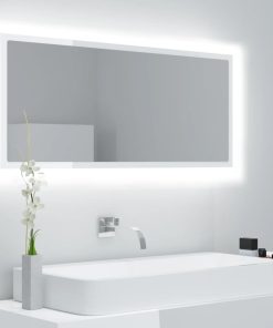 LED kupaonsko ogledalo visoki sjaj bijelo 100x8