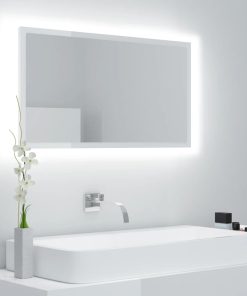 LED kupaonsko ogledalo visoki sjaj bijelo 80x8