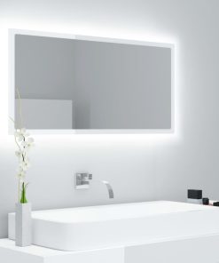 LED kupaonsko ogledalo visoki sjaj bijelo 90x8
