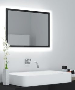LED kupaonsko ogledalo visoki sjaj crno 60x8