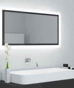 LED kupaonsko ogledalo visoki sjaj sivo 90x8