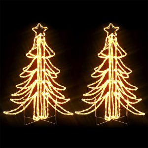 LED sklopiva figura božićno drvce 2 kom topla bijela 87x87x93cm