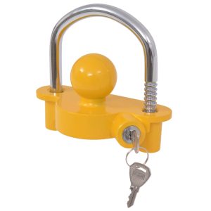 Lokot za prikolicu s 2 ključa od legure čelika i aluminija žuti