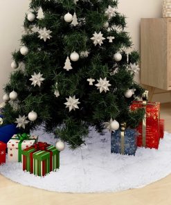 Luksuzna podloga za božićno drvce bijela 90 cm umjetno krzno