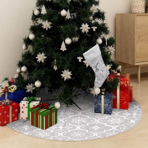 Luksuzna podloga za božićno drvce s čarapom bijela 122 cm