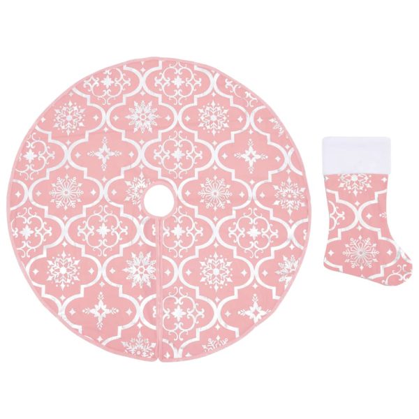 Luksuzna podloga za božićno drvce s čarapom ružičasta 150 cm