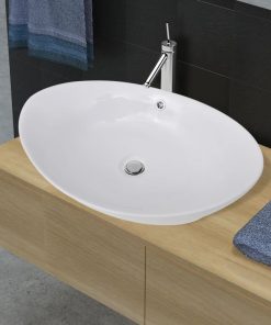 Luksuzni keramički bijeli ovalni umivaonik sa preljevom
