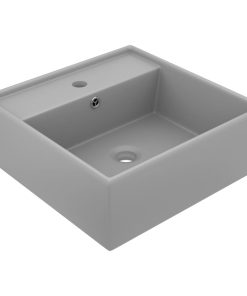 Luksuzni kvadratni umivaonik mat svjetlosivi 41x41 cm keramički