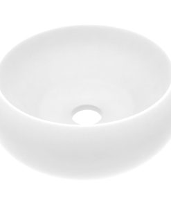 Luksuzni okrugli umivaonik mat bijeli 40 x 15 cm keramički
