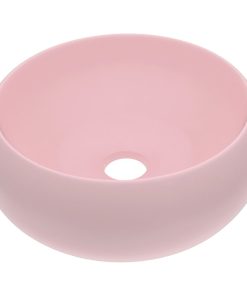 Luksuzni okrugli umivaonik mat ružičasti 40 x 15 cm keramički