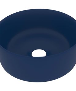 Luksuzni okrugli umivaonik mat tamnoplavi 40 x 15 cm keramički