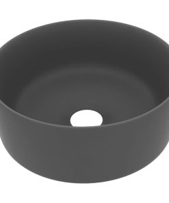 Luksuzni okrugli umivaonik mat tamnosivi 40 x 15 cm keramički