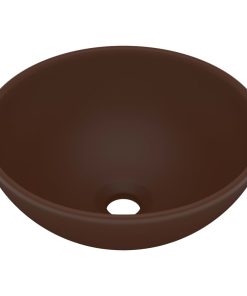 Luksuzni okrugli umivaonik mat tamnosmeđi 32