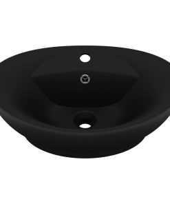 Luksuzni ovalni umivaonik mat crni 58