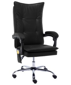 Masažna uredska stolica od umjetne kože crna
