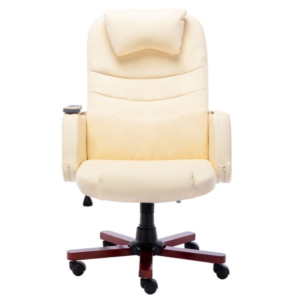 Masažna uredska stolica od umjetne kože krem