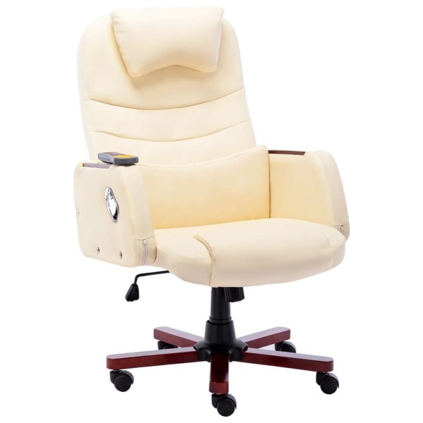 Masažna uredska stolica od umjetne kože krem