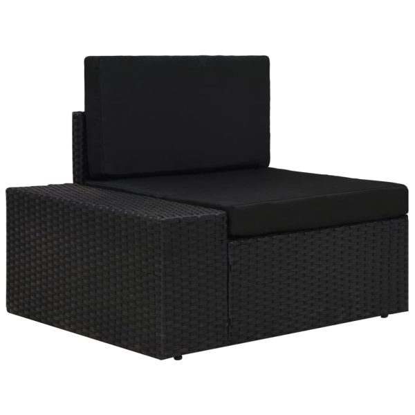 Modularna kutna sofa od poliratana s desnim naslonom crna