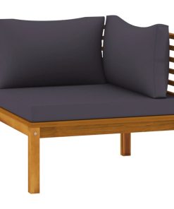 Modularna kutna sofa s tamnosivim jastucima bagremovo drvo