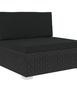 Modularna srednja fotelja s jastucima 1 kom od poliratana crna