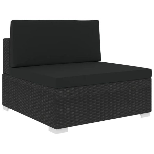 Modularna srednja fotelja s jastucima 1 kom od poliratana crna