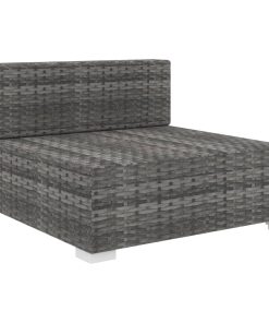 Modularna srednja fotelja s jastucima 1 kom od poliratana siva