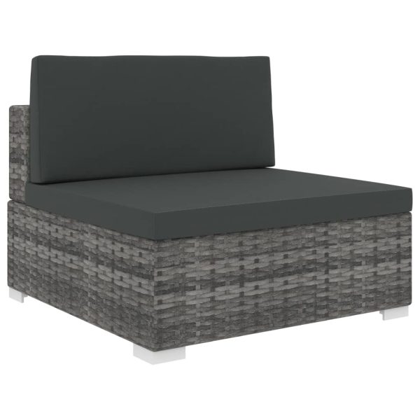 Modularna srednja fotelja s jastucima 1 kom od poliratana siva