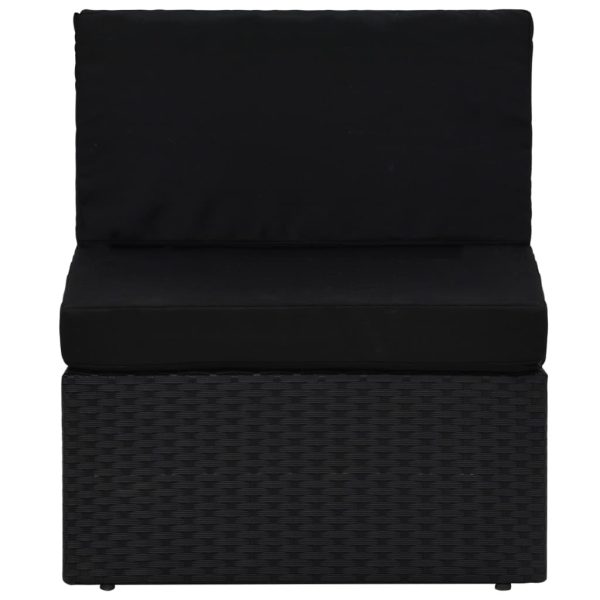 Modularna srednja sofa od poliratana crna