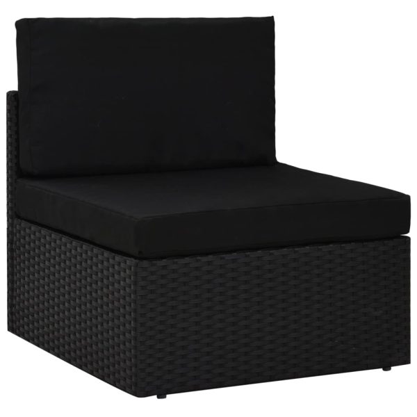 Modularna srednja sofa od poliratana crna
