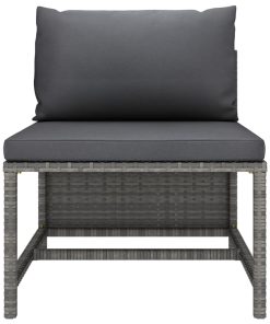 Modularna srednja sofa od poliratana s jastucima siva