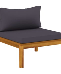 Modularna srednja sofa s tamnosivim jastucima bagremovo drvo