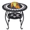 Mozaični stolić s posudom za vatru crno-bijeli 68 cm keramički
